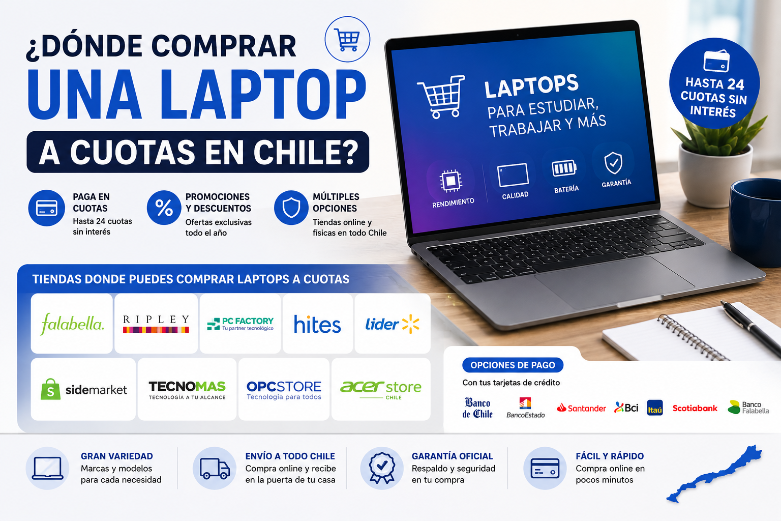 ¿Dónde comprar una laptop a cuotas en Chile? Tiendas y alternativas disponibles